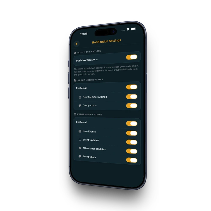 Pivio smart notification settings screen